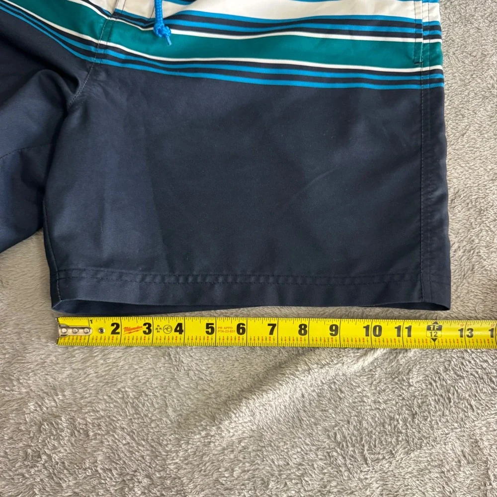 Original‎ Penguin Swim Trunks Mens 38 Navy Blue Striped Board Shorts OP4242